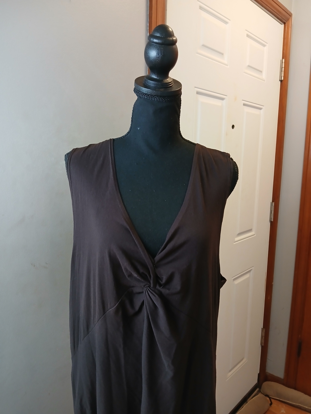 Eileen Fisher Brown Twist-Front V-Neck Maxi Dress Women's Size L - Picture 3 of 8
